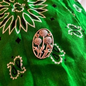 Vintage STERLING SILVER 925 brooch pin jewelry flowers with yellow stones